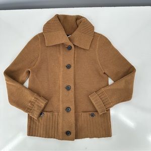 J.Crew Brown 100% Merino Wool Button Up Cardigan Sweater Medium